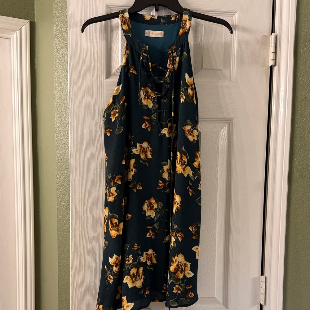 Altar'd State Dark Teal Floral Mini Dress